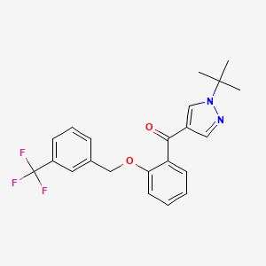 molecular formula C22H21F3N2O2 B2407882 [1-(tert-butyl)-1H-pyrazol-4-yl](2-{[3-(trifluoromethyl)benzyl]oxy}phenyl)methanone CAS No. 956782-88-0