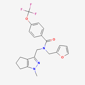 molecular formula C21H20F3N3O3 B2407897 N-(furan-2-ylmethyl)-N-((1-methyl-1,4,5,6-tetrahydrocyclopenta[c]pyrazol-3-yl)methyl)-4-(trifluoromethoxy)benzamide CAS No. 2034478-46-9