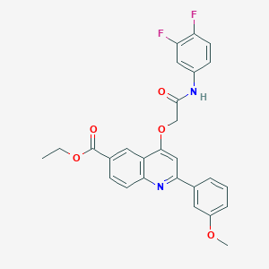 molecular formula C27H22F2N2O5 B2407904 Ethyl 4-(2-((3,4-difluorophenyl)amino)-2-oxoethoxy)-2-(3-methoxyphenyl)quinoline-6-carboxylate CAS No. 1114646-99-9