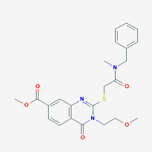 molecular formula C23H25N3O5S B2407926 methyl 2-({[benzyl(methyl)carbamoyl]methyl}sulfanyl)-3-(2-methoxyethyl)-4-oxo-3,4-dihydroquinazoline-7-carboxylate CAS No. 451467-30-4