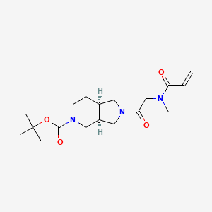 molecular formula C19H31N3O4 B2407928 Tert-butyl (3aS,7aR)-2-[2-[ethyl(prop-2-enoyl)amino]acetyl]-3,3a,4,6,7,7a-hexahydro-1H-pyrrolo[3,4-c]pyridine-5-carboxylate CAS No. 2361888-85-7