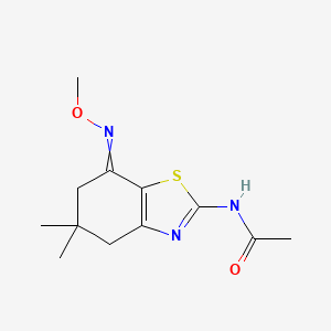 molecular formula C12H17N3O2S B2407974 N-(7-(Azamethoxymethylene)-5,5-dimethyl-4,5,6-trihydrobenzothiazol-2-YL)ethanamide CAS No. 1274948-15-0