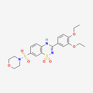 molecular formula C21H25N3O7S2 B2407980 3-(3,4-diethoxyphenyl)-7-(morpholinosulfonyl)-2H-benzo[e][1,2,4]thiadiazine 1,1-dioxide CAS No. 950316-90-2
