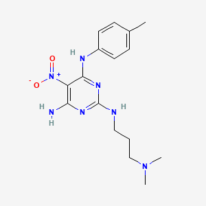 molecular formula C16H23N7O2 B2407993 N2-[3-(DIMETHYLAMINO)PROPYL]-N4-(4-METHYLPHENYL)-5-NITROPYRIMIDINE-2,4,6-TRIAMINE CAS No. 839700-67-3