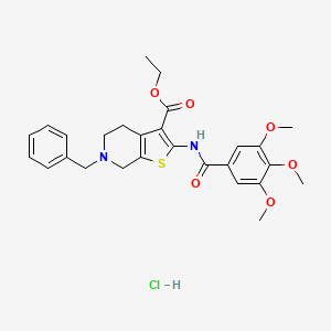 molecular formula C27H31ClN2O6S B2408002 Ethyl 6-benzyl-2-(3,4,5-trimethoxybenzamido)-4,5,6,7-tetrahydrothieno[2,3-c]pyridine-3-carboxylate hydrochloride CAS No. 1216694-51-7