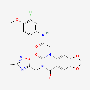 molecular formula C22H18ClN5O7 B2408084 N-(3-chloro-4-methoxyphenyl)-2-(7-((3-methyl-1,2,4-oxadiazol-5-yl)methyl)-6,8-dioxo-7,8-dihydro-[1,3]dioxolo[4,5-g]quinazolin-5(6H)-yl)acetamide CAS No. 931696-55-8