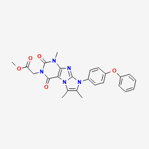molecular formula C25H23N5O5 B2408122 methyl 2-(1,6,7-trimethyl-2,4-dioxo-8-(4-phenoxyphenyl)-1H-imidazo[2,1-f]purin-3(2H,4H,8H)-yl)acetate CAS No. 887460-22-2