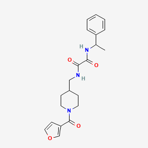 molecular formula C21H25N3O4 B2408127 N1-((1-(furan-3-carbonyl)piperidin-4-yl)methyl)-N2-(1-phenylethyl)oxalamide CAS No. 1396761-13-9