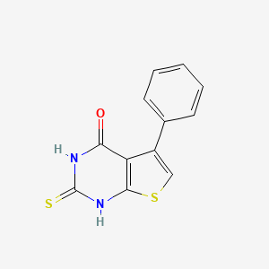 molecular formula C12H8N2OS2 B2408156 2-Mercapto-5-phenyl-3H-thieno[2,3-d]pyrimidin-4-one CAS No. 294653-45-5