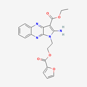 molecular formula C20H18N4O5 B2408165 ethyl 2-amino-1-(2-((furan-2-carbonyl)oxy)ethyl)-1H-pyrrolo[2,3-b]quinoxaline-3-carboxylate CAS No. 381701-40-2