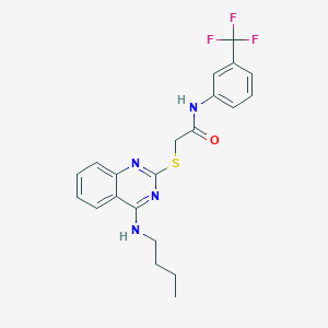 molecular formula C21H21F3N4OS B2408173 2-((4-(butylamino)quinazolin-2-yl)thio)-N-(3-(trifluoromethyl)phenyl)acetamide CAS No. 422532-81-8
