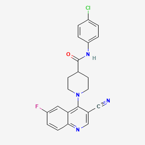 molecular formula C22H18ClFN4O B2408179 N-(4-chlorophenyl)-1-(3-cyano-6-fluoroquinolin-4-yl)piperidine-4-carboxamide CAS No. 1207000-12-1
