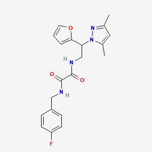 molecular formula C20H21FN4O3 B2408243 N1-(2-(3,5-dimethyl-1H-pyrazol-1-yl)-2-(furan-2-yl)ethyl)-N2-(4-fluorobenzyl)oxalamide CAS No. 2097903-84-7