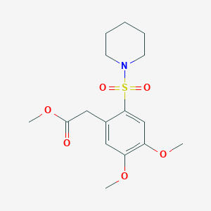 molecular formula C16H23NO6S B2408257 Methyl 2-[4,5-dimethoxy-2-(piperidine-1-sulfonyl)phenyl]acetate CAS No. 343832-70-2