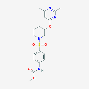 molecular formula C19H24N4O5S B2408293 Methyl (4-((3-((2,6-dimethylpyrimidin-4-yl)oxy)piperidin-1-yl)sulfonyl)phenyl)carbamate CAS No. 2034575-42-1