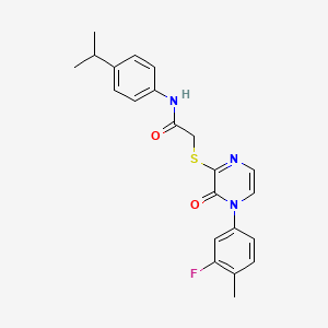 2-((4-(3-fluoro-4-methylphenyl)-3-oxo-3,4-dihydropyrazin-2-yl)thio)-N-(4-isopropylphenyl)acetamide