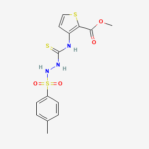 molecular formula C14H15N3O4S3 B2408325 methyl 3-({[(4-methylphenyl)hydrazinesulfonyl]methanethioyl}amino)thiophene-2-carboxylate CAS No. 656813-72-8
