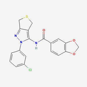 molecular formula C19H14ClN3O3S B2408329 N-[2-(3-chlorophenyl)-4,6-dihydrothieno[3,4-c]pyrazol-3-yl]-1,3-benzodioxole-5-carboxamide CAS No. 450341-02-3