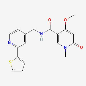 4-methoxy-1-methyl-6-oxo-N-((2-(thiophen-2-yl)pyridin-4-yl)methyl)-1,6-dihydropyridine-3-carboxamide