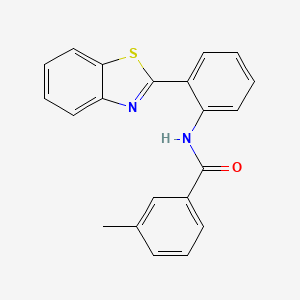 molecular formula C21H16N2OS B2408427 N-[2-(1,3-benzothiazol-2-yl)phenyl]-3-methylbenzamide CAS No. 300816-04-0