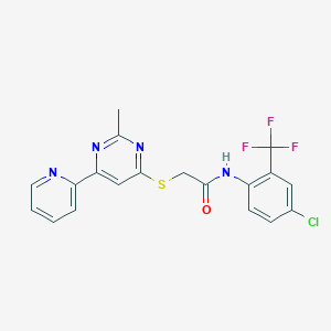 B2408507 N-(4-chloro-2-(trifluoromethyl)phenyl)-2-((2-methyl-6-(pyridin-2-yl)pyrimidin-4-yl)thio)acetamide CAS No. 1251606-01-5