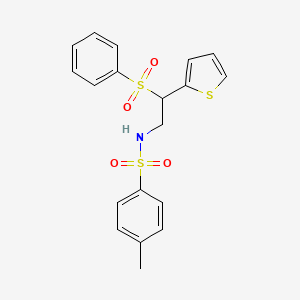 molecular formula C19H19NO4S3 B2408519 N-[2-(benzenesulfonyl)-2-(thiophen-2-yl)ethyl]-4-methylbenzene-1-sulfonamide CAS No. 896341-68-7