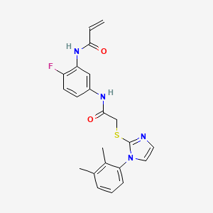 molecular formula C22H21FN4O2S B2408526 N-[5-[[2-[1-(2,3-Dimethylphenyl)imidazol-2-yl]sulfanylacetyl]amino]-2-fluorophenyl]prop-2-enamide CAS No. 2199040-44-1