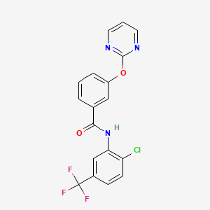 molecular formula C18H11ClF3N3O2 B2408532 N-(2-chloro-5-(trifluoromethyl)phenyl)-3-(pyrimidin-2-yloxy)benzamide CAS No. 1251615-67-4