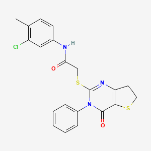 N-(3-chloro-4-methylphenyl)-2-[(4-oxo-3-phenyl-6,7-dihydrothieno[3,2-d]pyrimidin-2-yl)sulfanyl]acetamide