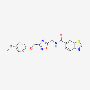 molecular formula C19H16N4O4S B2408573 N-((3-((4-methoxyphenoxy)methyl)-1,2,4-oxadiazol-5-yl)methyl)benzo[d]thiazole-6-carboxamide CAS No. 1226457-32-4