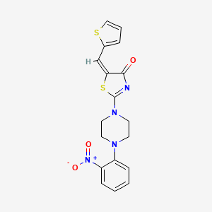(E)-2-(4-(2-nitrophenyl)piperazin-1-yl)-5-(thiophen-2-ylmethylene)thiazol-4(5H)-one