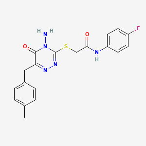 2-((4-amino-6-(4-methylbenzyl)-5-oxo-4,5-dihydro-1,2,4-triazin-3-yl)thio)-N-(4-fluorophenyl)acetamide