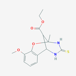 B2408604 ethyl 10-methoxy-2-methyl-4-thioxo-3,4,5,6-tetrahydro-2H-2,6-methano-1,3,5-benzoxadiazocine-11-carboxylate CAS No. 1022789-35-0