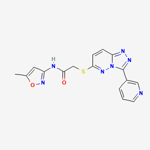molecular formula C16H13N7O2S B2408616 N-(5-methyl-3-isoxazolyl)-2-[[3-(3-pyridinyl)-[1,2,4]triazolo[4,3-b]pyridazin-6-yl]thio]acetamide CAS No. 868969-06-6