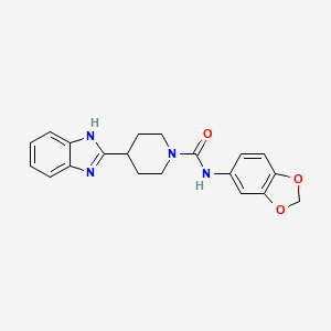 molecular formula C20H20N4O3 B2408622 N-(benzo[d][1,3]dioxol-5-yl)-4-(1H-benzo[d]imidazol-2-yl)piperidine-1-carboxamide CAS No. 1203116-74-8