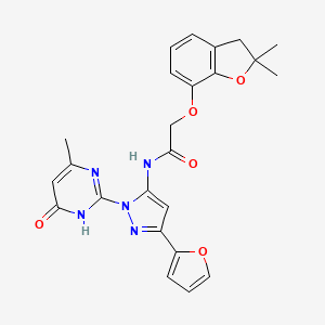 2-((2,2-dimethyl-2,3-dihydrobenzofuran-7-yl)oxy)-N-(3-(furan-2-yl)-1-(4-methyl-6-oxo-1,6-dihydropyrimidin-2-yl)-1H-pyrazol-5-yl)acetamide