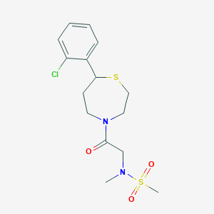 molecular formula C15H21ClN2O3S2 B2408634 N-(2-(7-(2-chlorophenyl)-1,4-thiazepan-4-yl)-2-oxoethyl)-N-methylmethanesulfonamide CAS No. 1795450-40-6