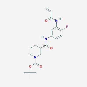 molecular formula C20H26FN3O4 B2408638 Tert-butyl (3S)-3-[[4-fluoro-3-(prop-2-enoylamino)phenyl]carbamoyl]piperidine-1-carboxylate CAS No. 2361584-02-1