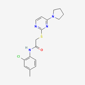 molecular formula C17H19ClN4OS B2408639 N-(2-chloro-4-methylphenyl)-2-((4-(pyrrolidin-1-yl)pyrimidin-2-yl)thio)acetamide CAS No. 1251625-55-4