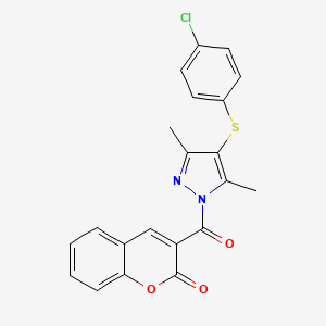 3-[4-(4-Chlorophenyl)sulfanyl-3,5-dimethylpyrazole-1-carbonyl]chromen-2-one