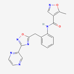 5-methyl-N-(2-((3-(pyrazin-2-yl)-1,2,4-oxadiazol-5-yl)methyl)phenyl)isoxazole-4-carboxamide
