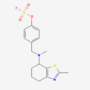 molecular formula C16H19FN2O3S2 B2408646 7-[(4-Fluorosulfonyloxyphenyl)methyl-methylamino]-2-methyl-4,5,6,7-tetrahydro-1,3-benzothiazole CAS No. 2411241-92-2