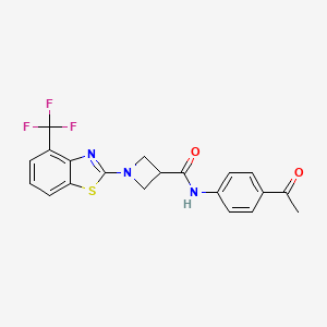 molecular formula C20H16F3N3O2S B2408649 N-(4-acetylphenyl)-1-[4-(trifluoromethyl)-1,3-benzothiazol-2-yl]azetidine-3-carboxamide CAS No. 1396807-36-5