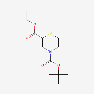 molecular formula C12H21NO4S B2408650 Ethyl N-Boc-2-thiomorpholinecarboxylate CAS No. 1346597-50-9; 700-38-9
