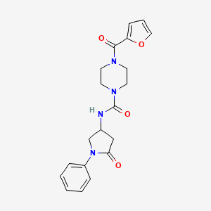 4-(furan-2-carbonyl)-N-(5-oxo-1-phenylpyrrolidin-3-yl)piperazine-1-carboxamide