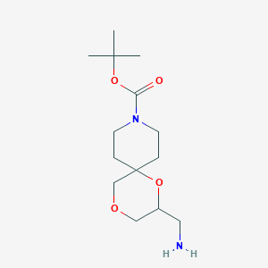 molecular formula C14H26N2O4 B2408655 Tert-butyl 2-(aminomethyl)-1,4-dioxa-9-azaspiro[5.5]undecane-9-carboxylate CAS No. 2171965-43-6