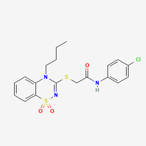 molecular formula C19H20ClN3O3S2 B2408661 2-[(4-butyl-1,1-dioxido-4H-1,2,4-benzothiadiazin-3-yl)thio]-N-(4-chlorophenyl)acetamide CAS No. 892360-29-1