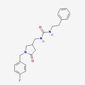 molecular formula C21H24FN3O2 B2408667 1-((1-(4-Fluorobenzyl)-5-oxopyrrolidin-3-yl)methyl)-3-phenethylurea CAS No. 954720-59-3