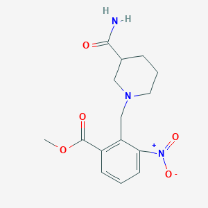 molecular formula C15H19N3O5 B2408686 Methyl 2-[(3-carbamoylpiperidin-1-yl)methyl]-3-nitrobenzoate CAS No. 861211-57-6