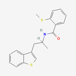 molecular formula C19H19NOS2 B2408695 N-(1-(benzo[b]thiophen-3-yl)propan-2-yl)-2-(methylthio)benzamide CAS No. 2034566-76-0
